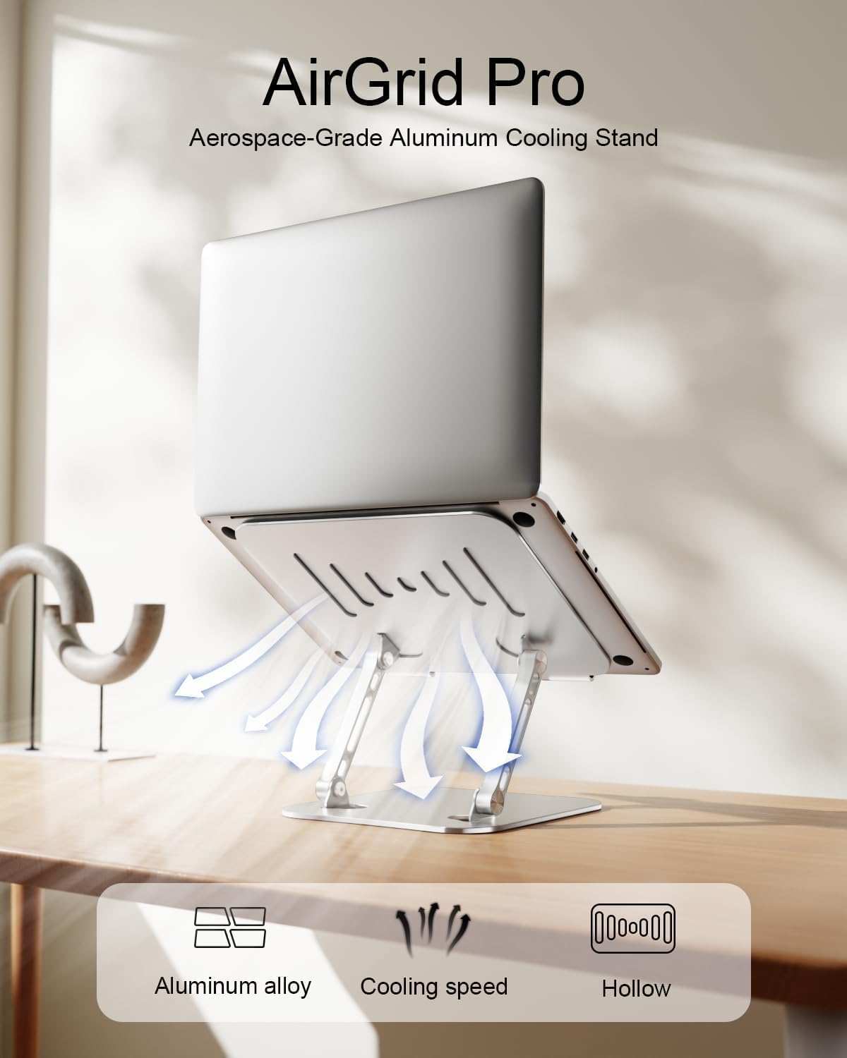 Laptop Stand , Adjustable Metal Foldable Laptop Riser Holder