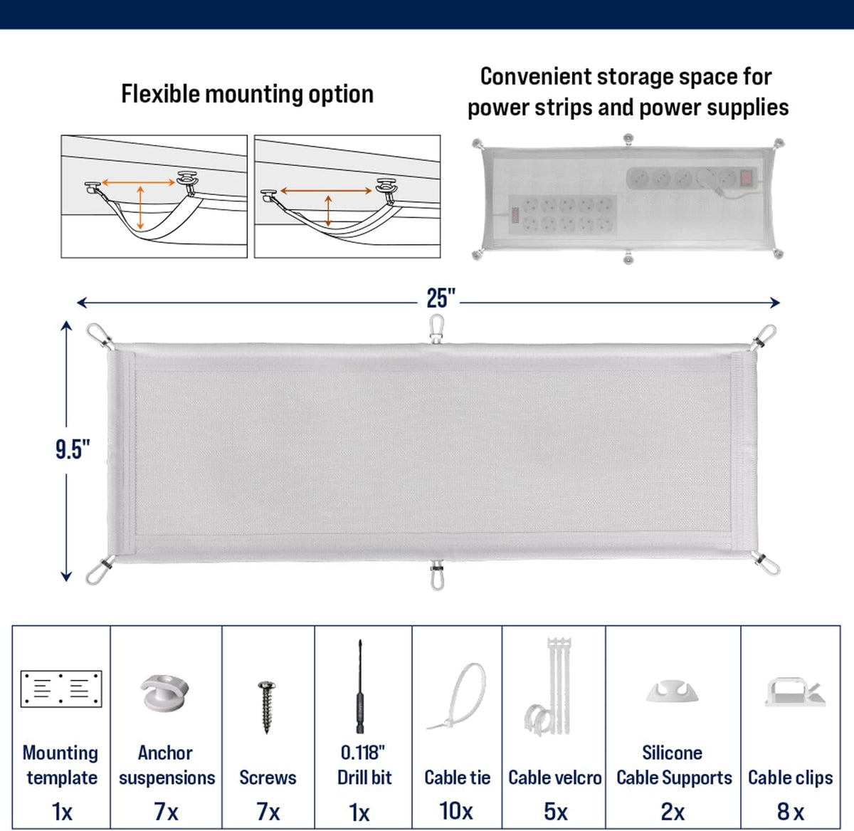 Cable Management net, Under Desk Wire Management, White