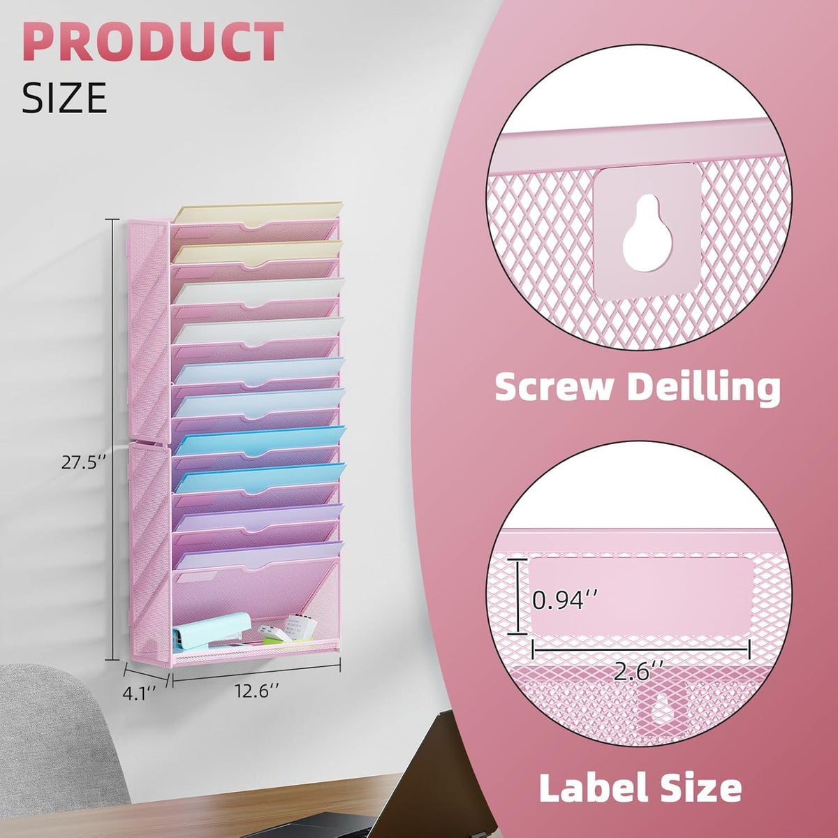 Wall File Holder 11-Tier Hanging Wall File Organizer