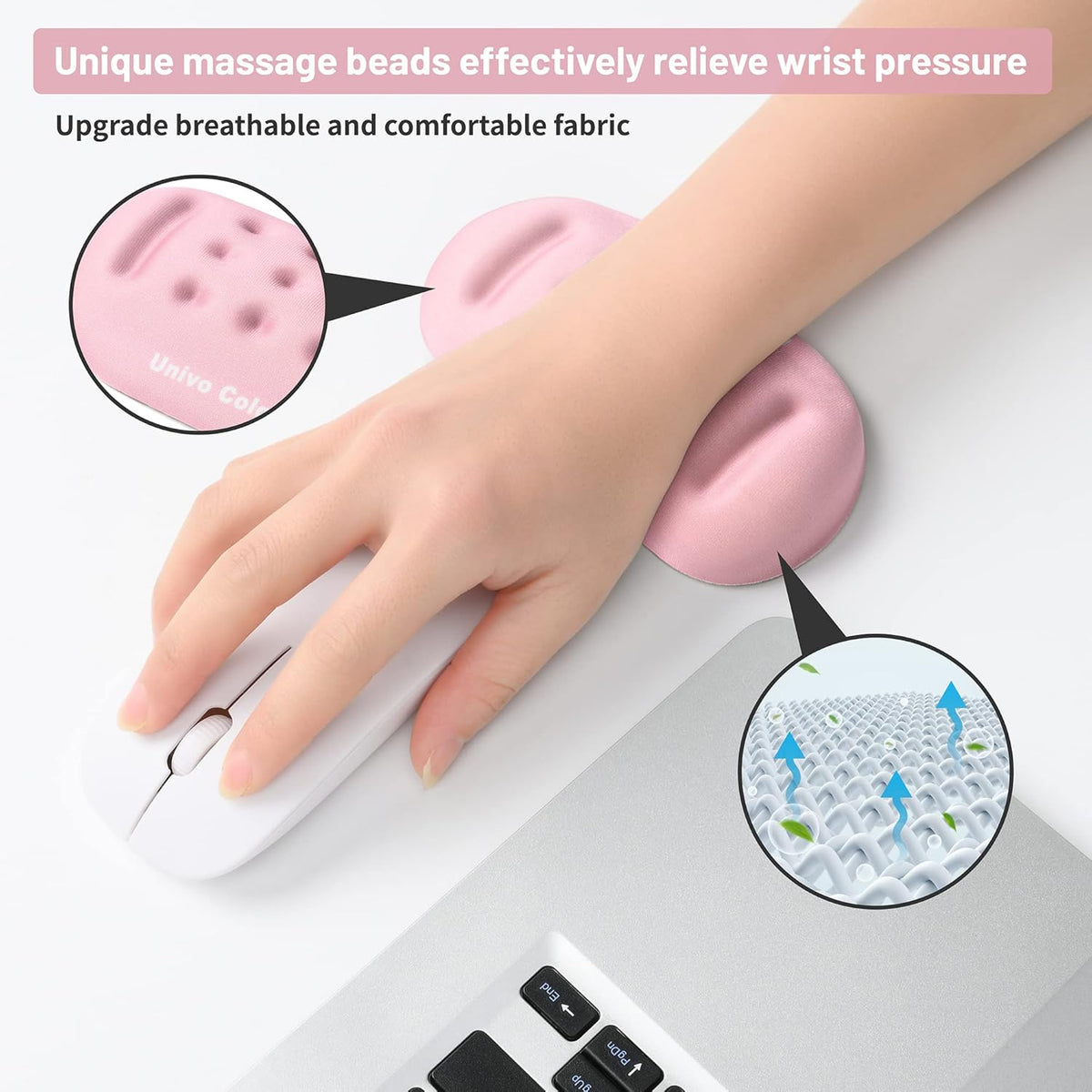 UnivoColors Pink Superfine Memory Foam Wrist Rest Soft Gel Ergonomic