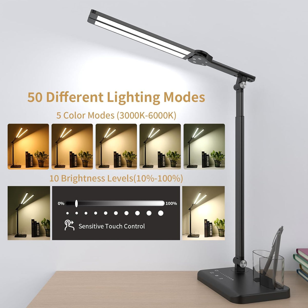LED Desk Lamp, Dual Heads