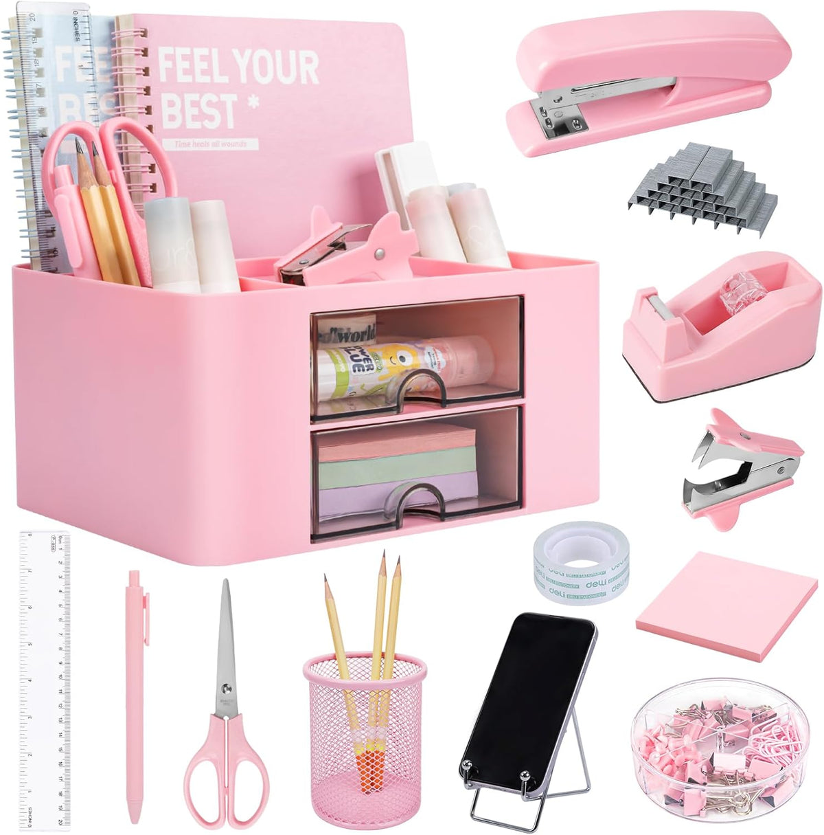 Pink Desk Organizers and Accessories 12+