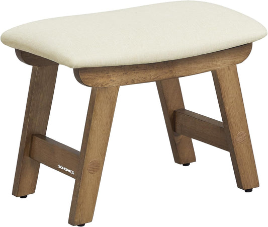 Foot Stool Ottoman, Padded Foot Rest Under Desk with Solid Wood Frame