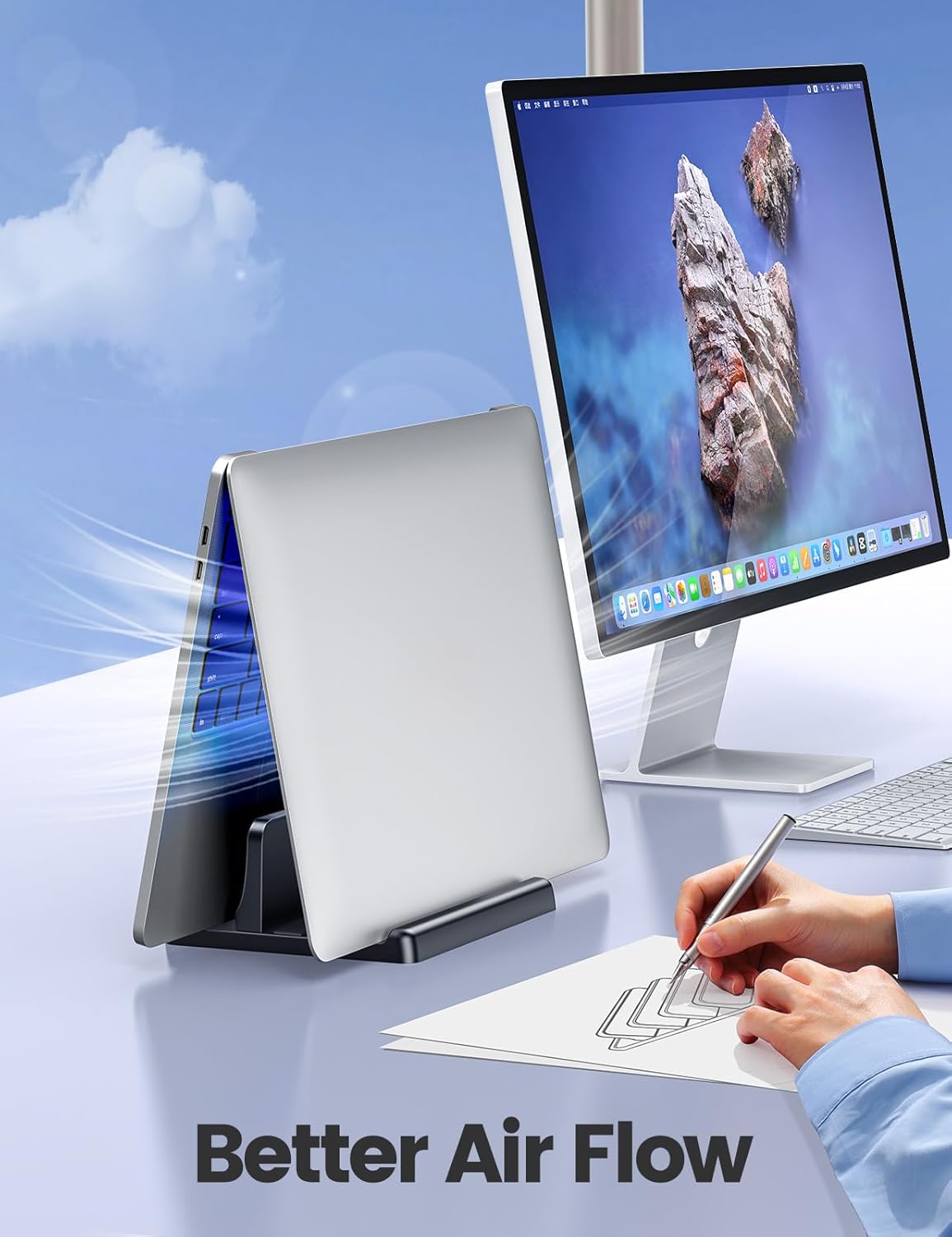 Vertical Laptop Stand Holder Organizer Plastic Adjustable Desktop