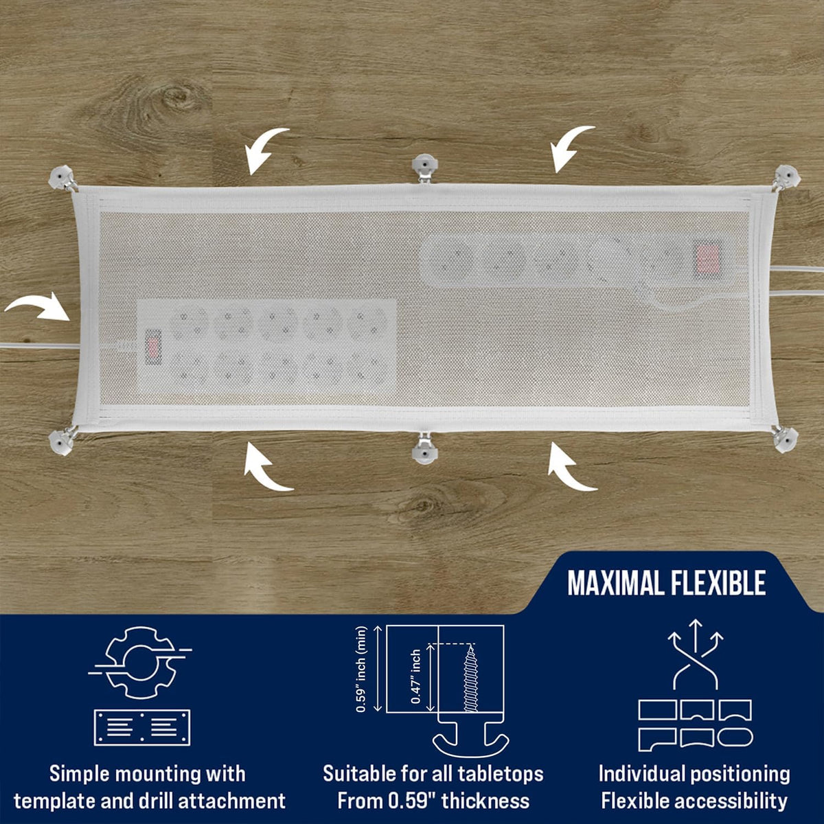 Cable Management net, Under Desk Wire Management, White