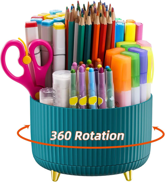 Desk Organizer, 360-Degree Rotating Pen Holder, Green