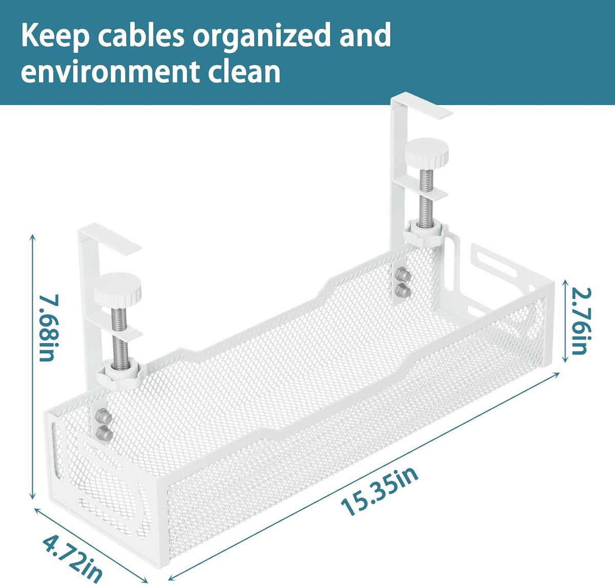 Under Desk Cable Management Tray, White, Mesh
