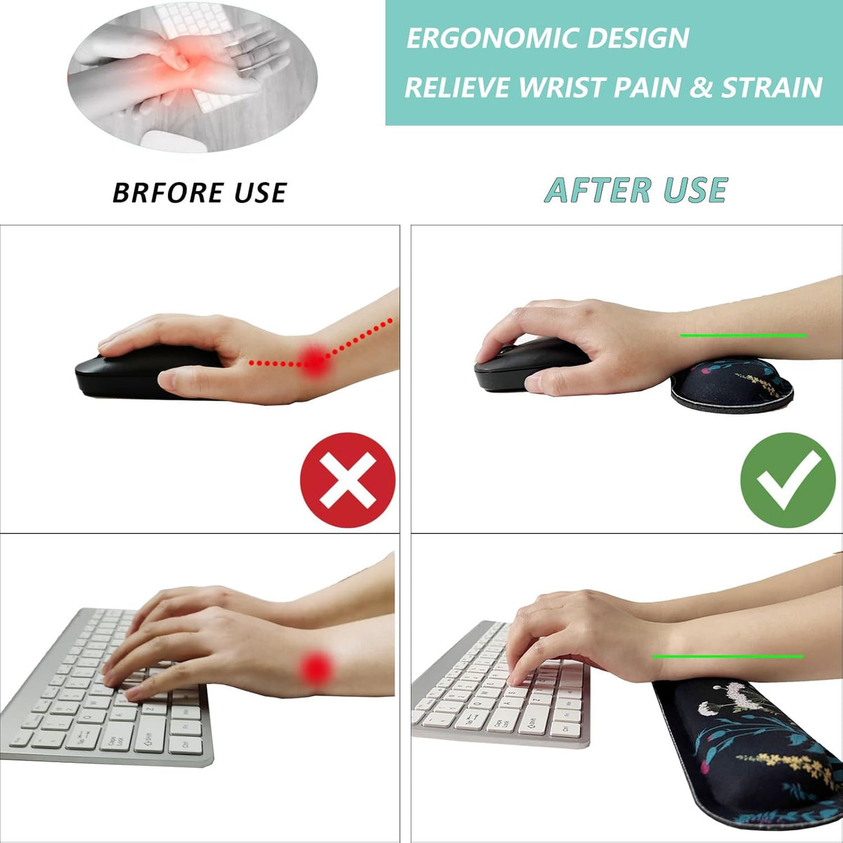 Keyboard Wrist Rest Mouse Wrist Support Set