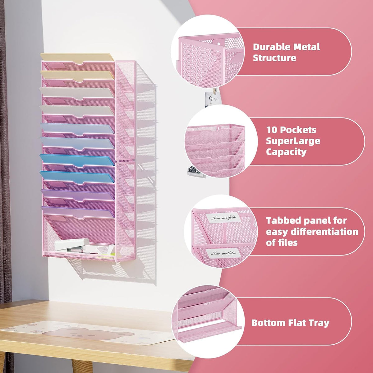 Wall File Holder 11-Tier Hanging Wall File Organizer