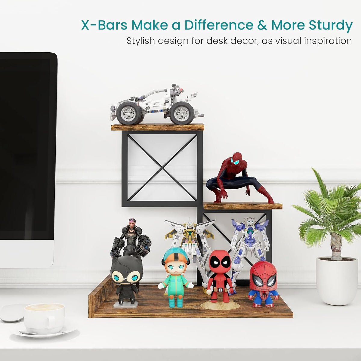 Desk Shelf Organizer, Wood Desktop Organizer Small Bookshelf
