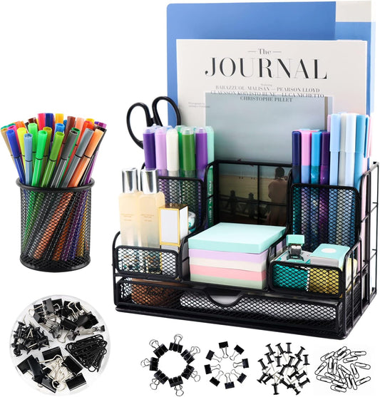 Desk Organizers Caddy and Accessories with 7 Compartments + Pen