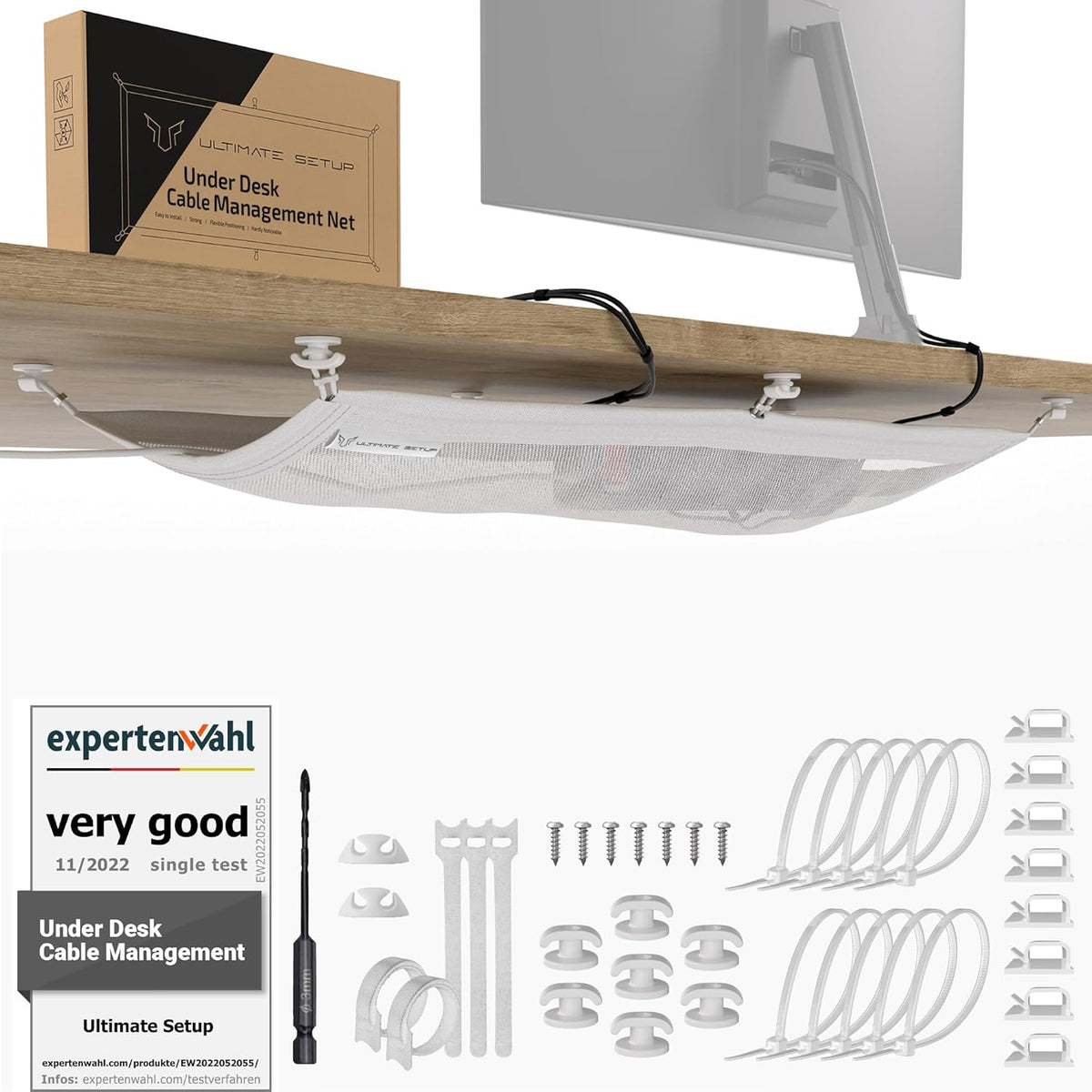 Cable Management net, Under Desk Wire Management, White