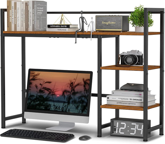 Desk Shelf, 38.6" Desktop Organizer Shelf, 4 Tier, Brown