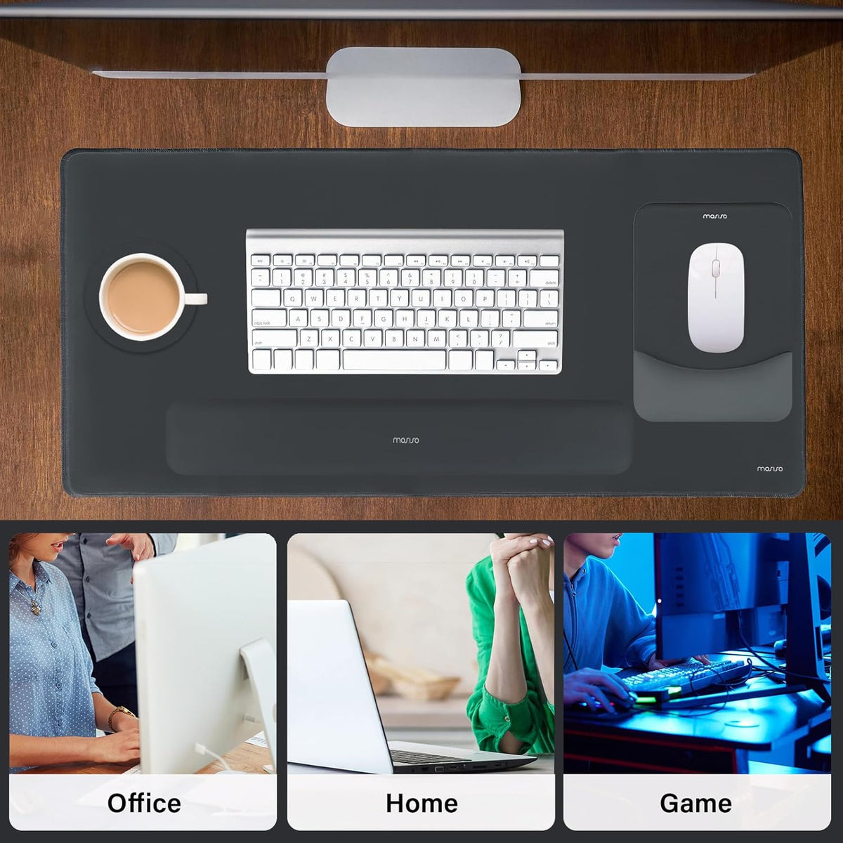 Keyboard Mouse Pad Set, Gray