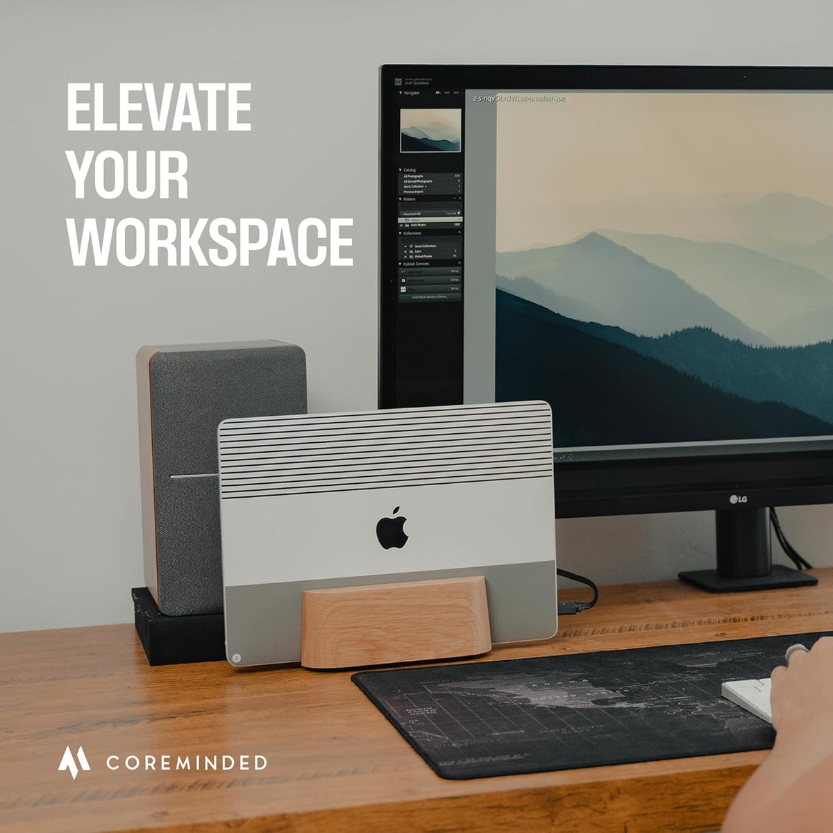 Adjustable Vertical Laptop Stand, Walnut