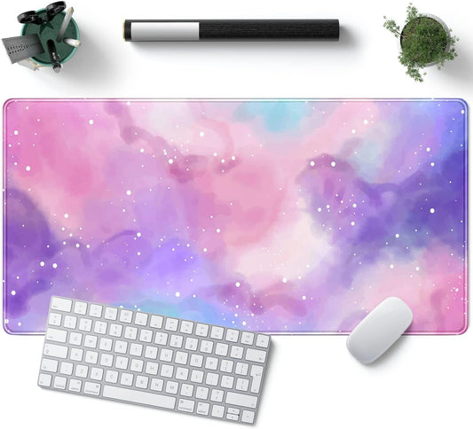 Desk Pad Purple Starry Sky Cute Gaming Mouse Pad Galaxy Gamer Girl