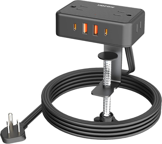Desk Clamp Power Strip, Black