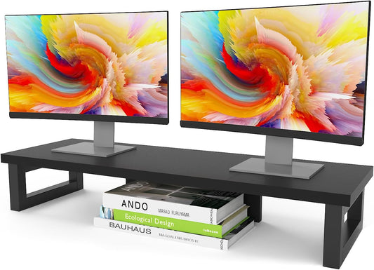Dual Monitor Stand Riser, Wood