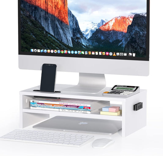 Wooden Monitor Stand Riser, 2-Tier