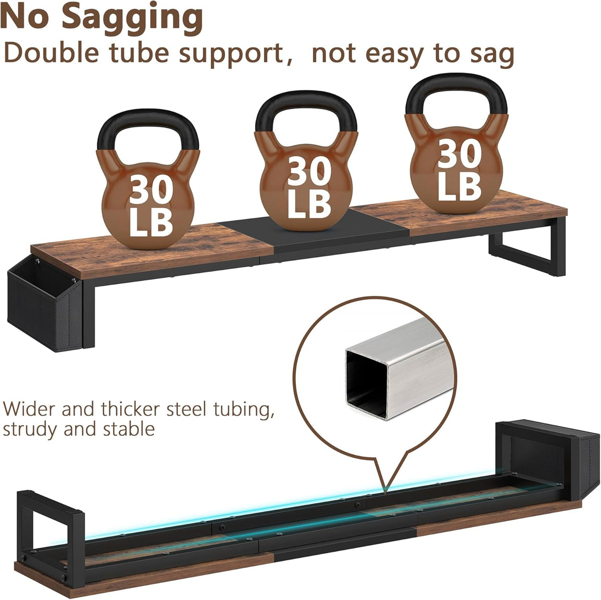 Dual Monitor Stand Riser, Brown, Wood
