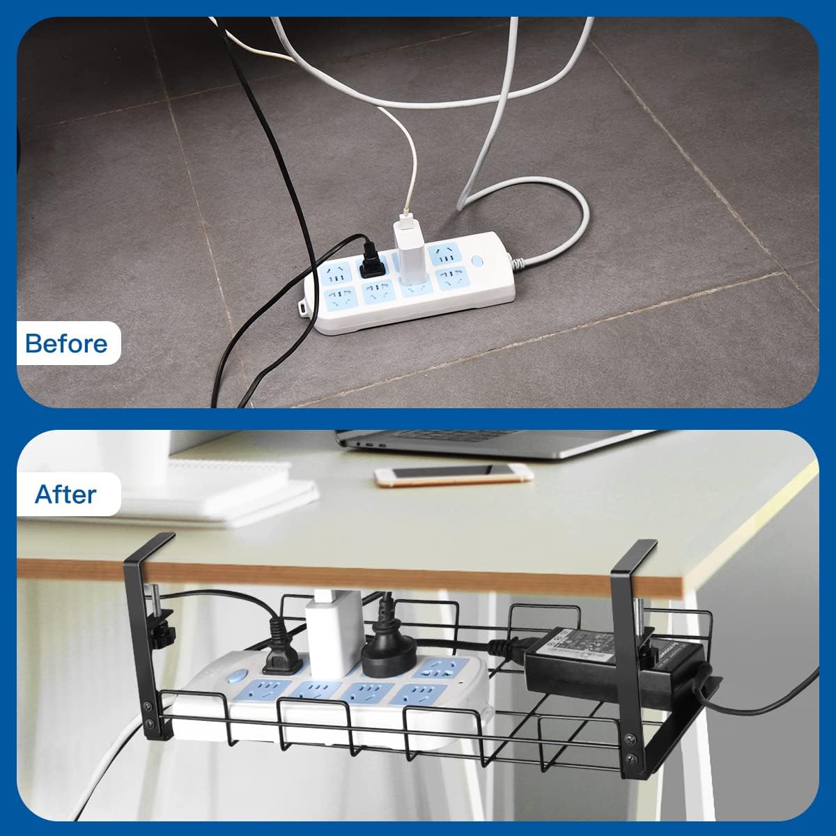 NoDrill 15.7" Under Desk Cable Management Tray