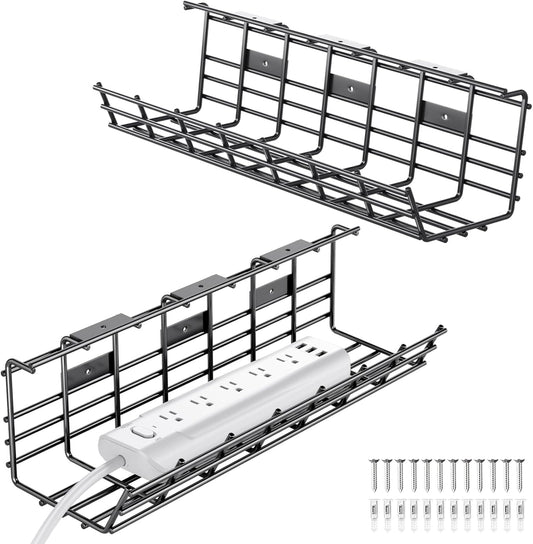 Under Desk Cable Management Tray, 2 Pack