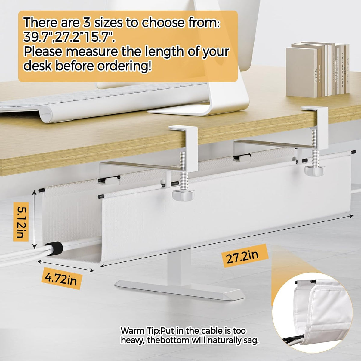 Under Desk Cable Management Tray 27.2"