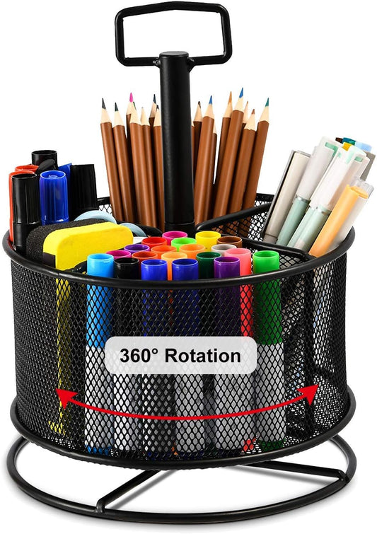 Mesh Desk Organizer, 360-Degree Rotating Multi-Functional Pen Holder