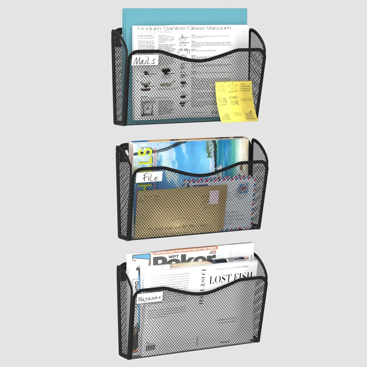 Wall File Organizer, Mesh Hanging File Organizer