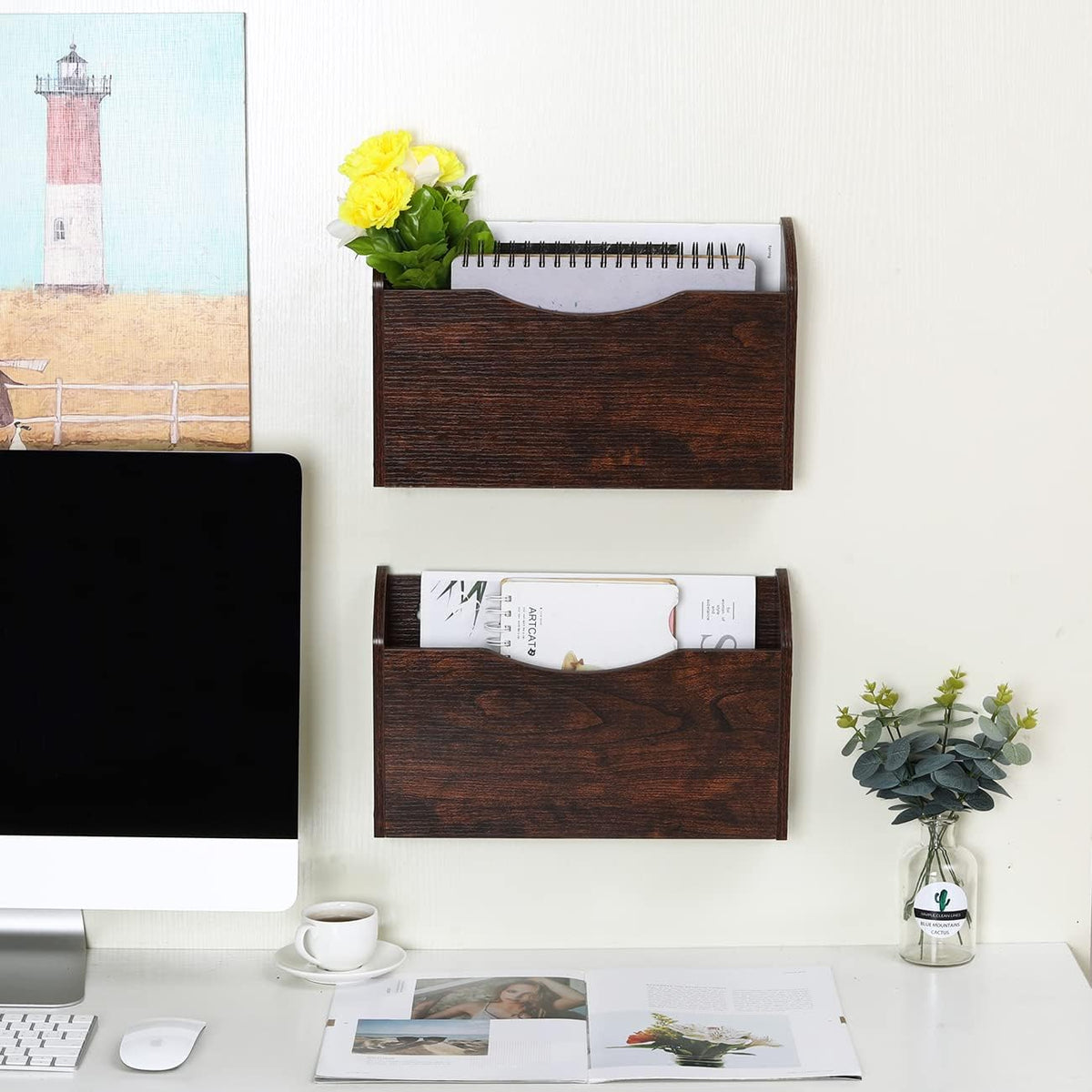 Wall File Holder Wall Mounted Wood Hanging File Organizer