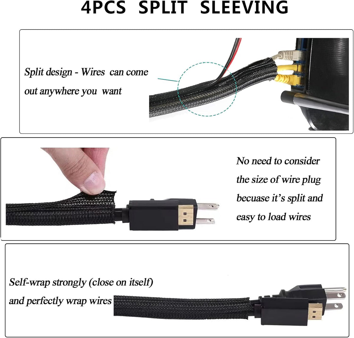 Cable Management Kit 4 Wire Organizer Sleeve
