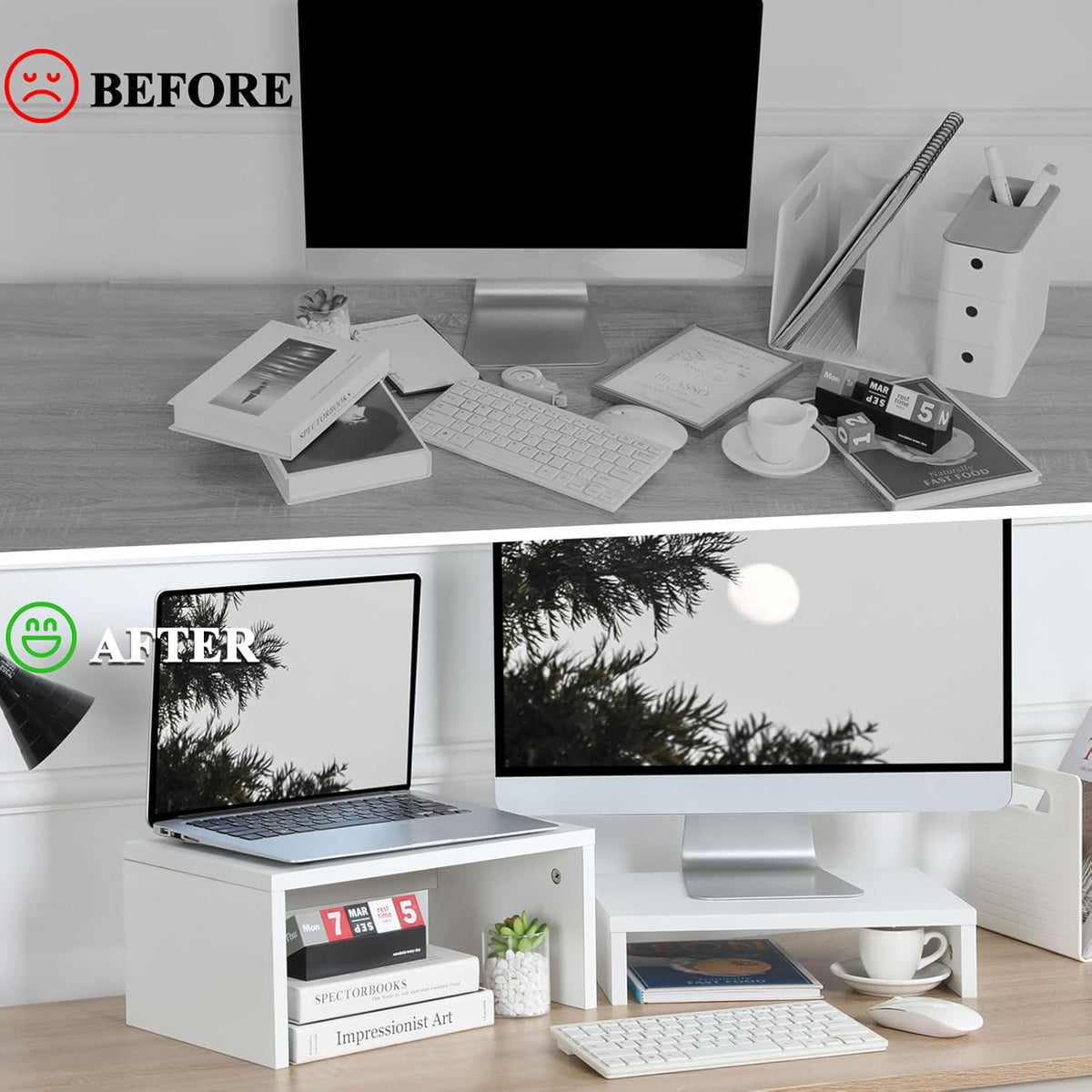 Adjustable White Monitor Stand Riser