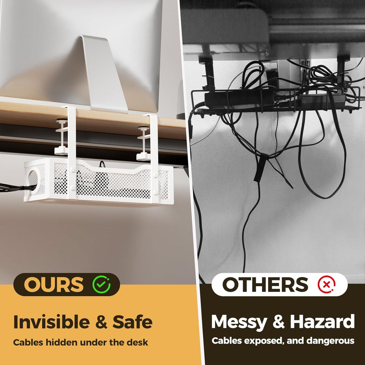 Under Desk Cable Management Tray White