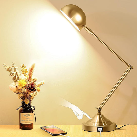 Architect Gold Desk Lamp Dimmable with USB Port