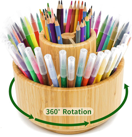 Bamboo Pen Holder Organizer