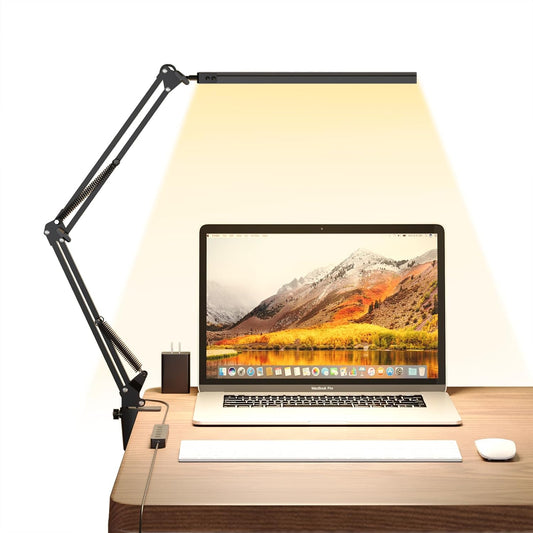 Upgrade Swing Arm LED Desk Lamp with Clamp