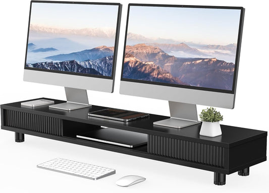 Dual Monitor Stand, 42.5inch Long Monitor Stands Riser for 2 Monitors, 2 Tier