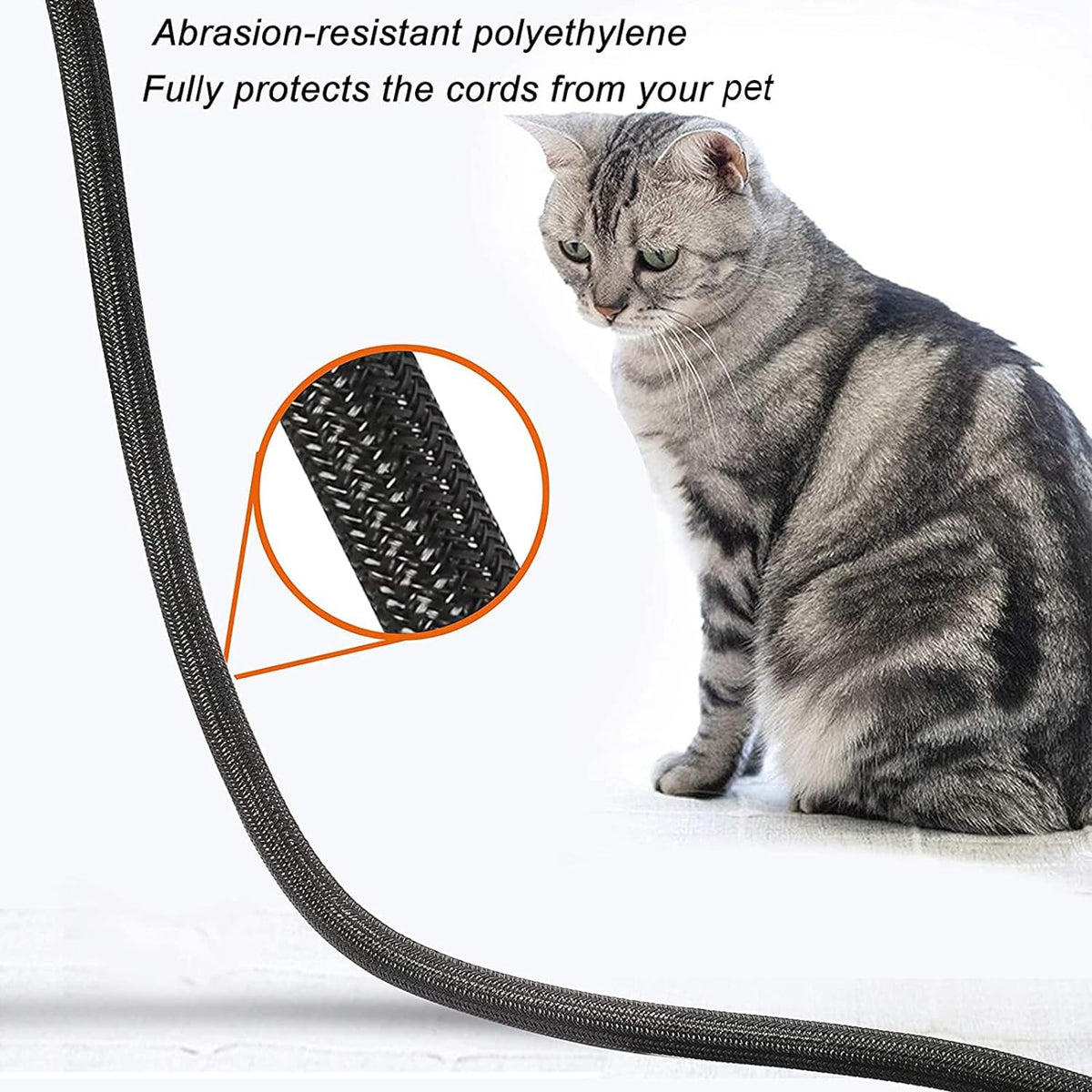 25ft, 3/4 inch Braided Cable Management Sleeve Cord Protector