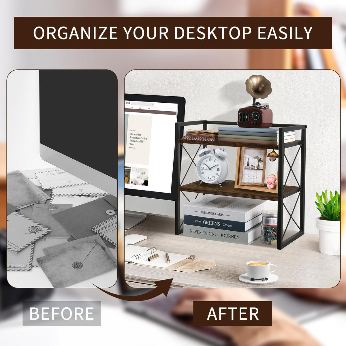 Desktop Shelf Organizer, 2 Tier