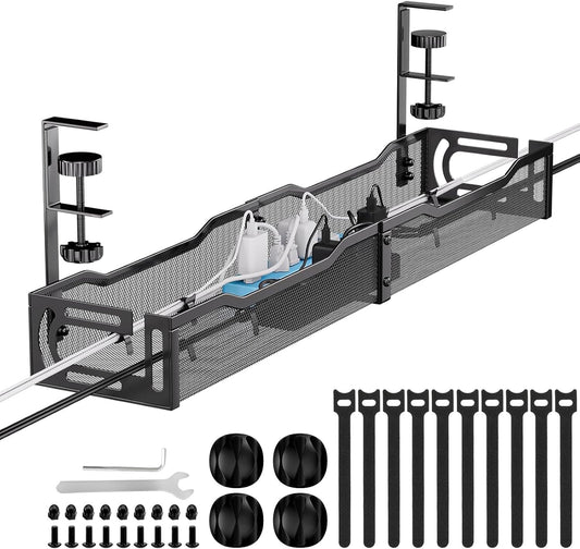 Cable Management, 25'' Cable Management Under Desk No Drill, Black