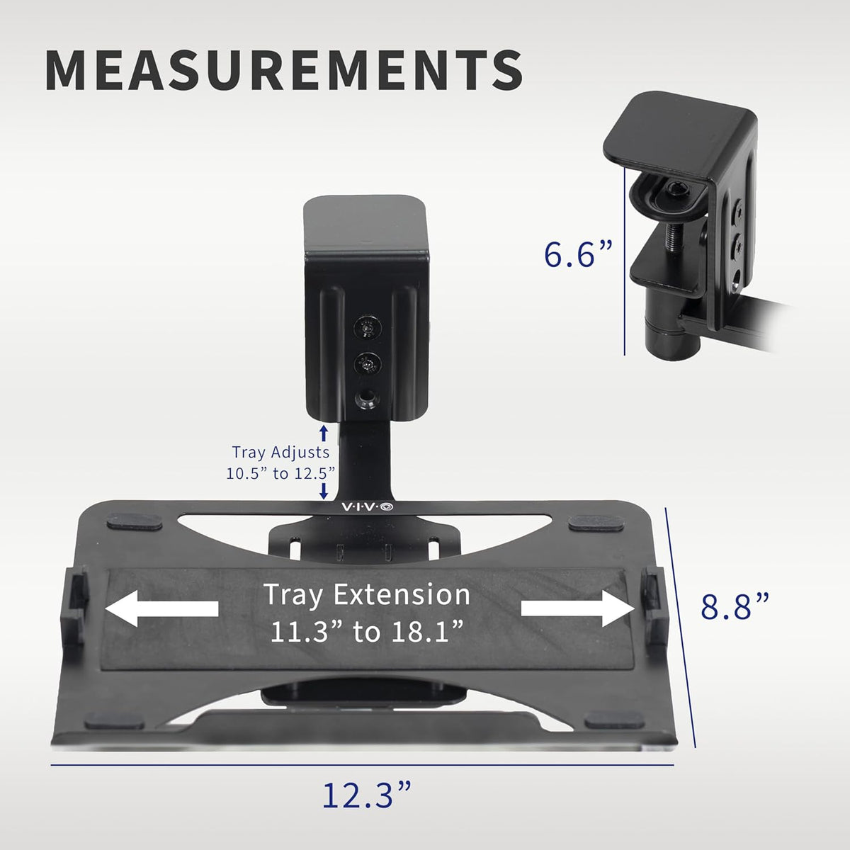 Clamp-on 12 x 9 inch Rotating Laptop Tray