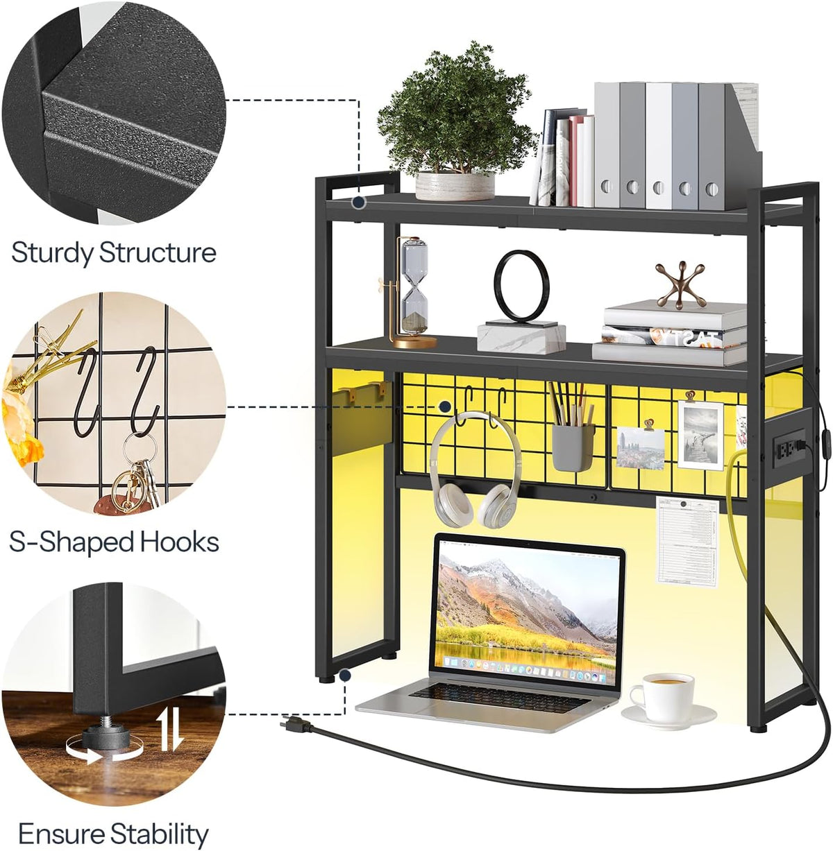Desktop Bookcase, 2-Tier Office Desktop Organizer