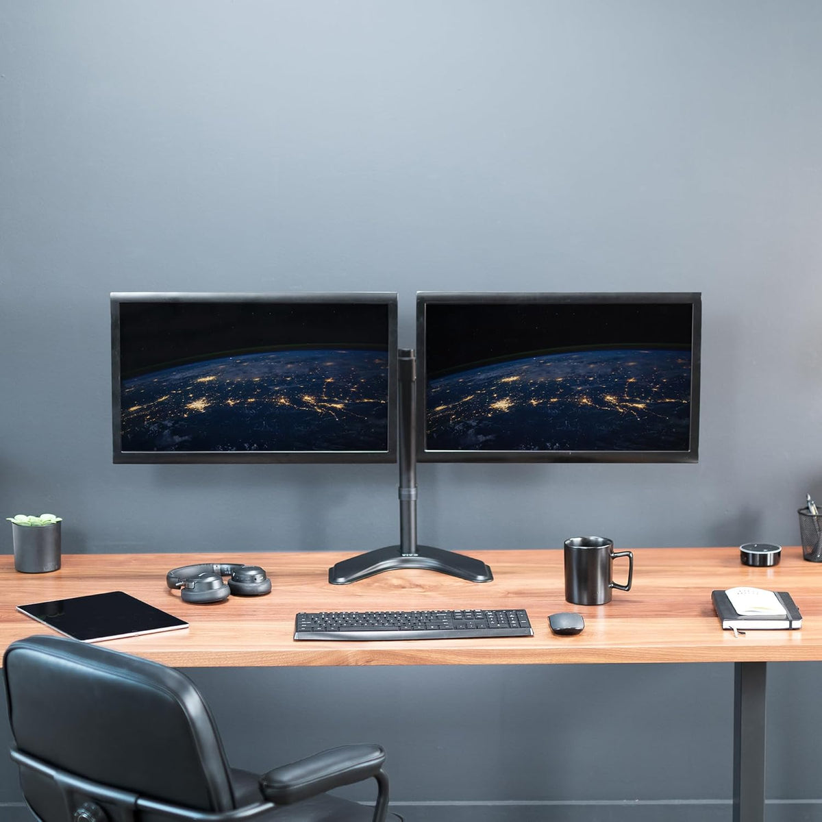 STAND-V002F Dual LED LCD Monitor Free-Standing Desk Stand for 2