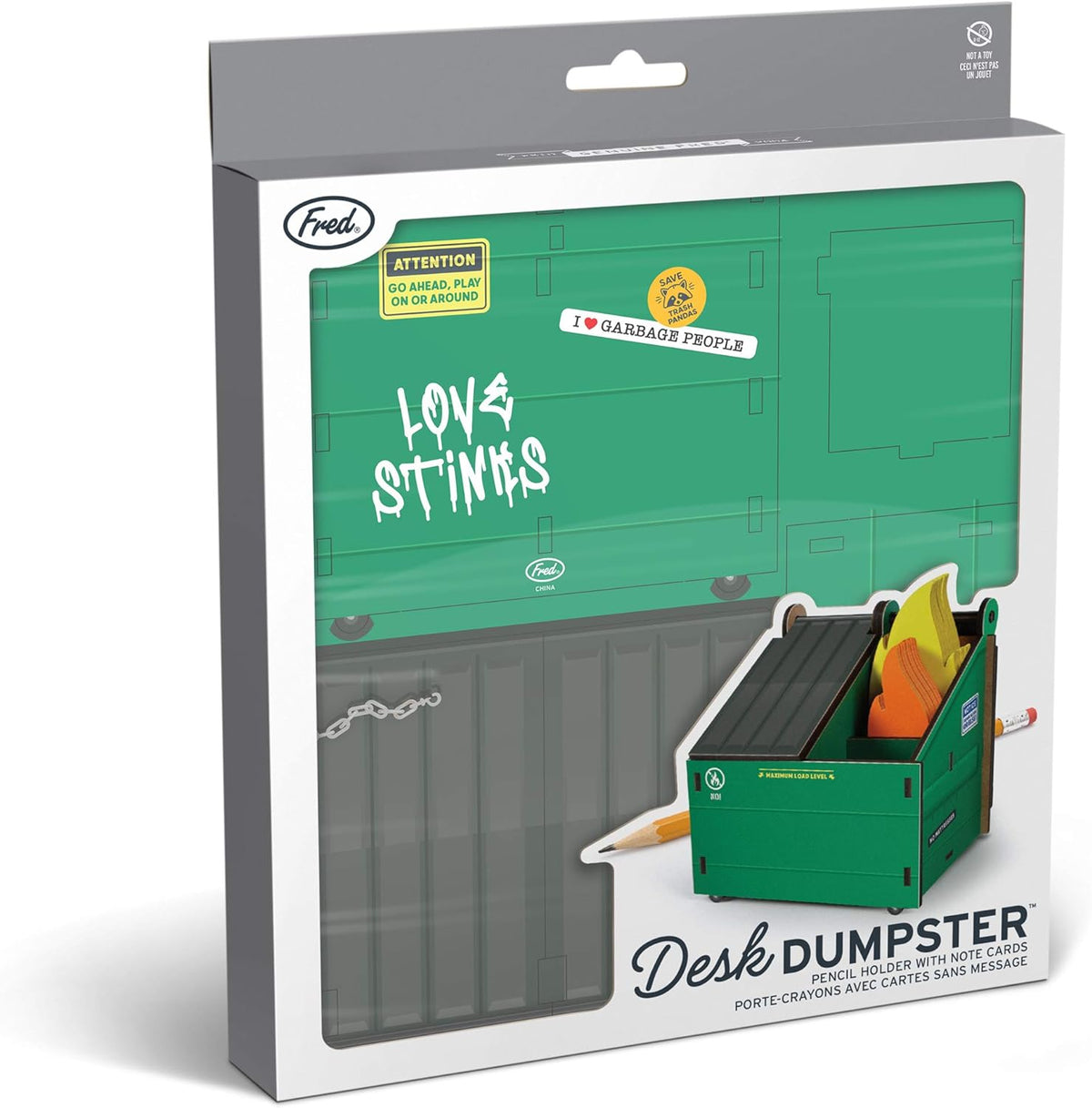 Desk Dumpster Pencil Holder with 100+ Flame Note Cards
