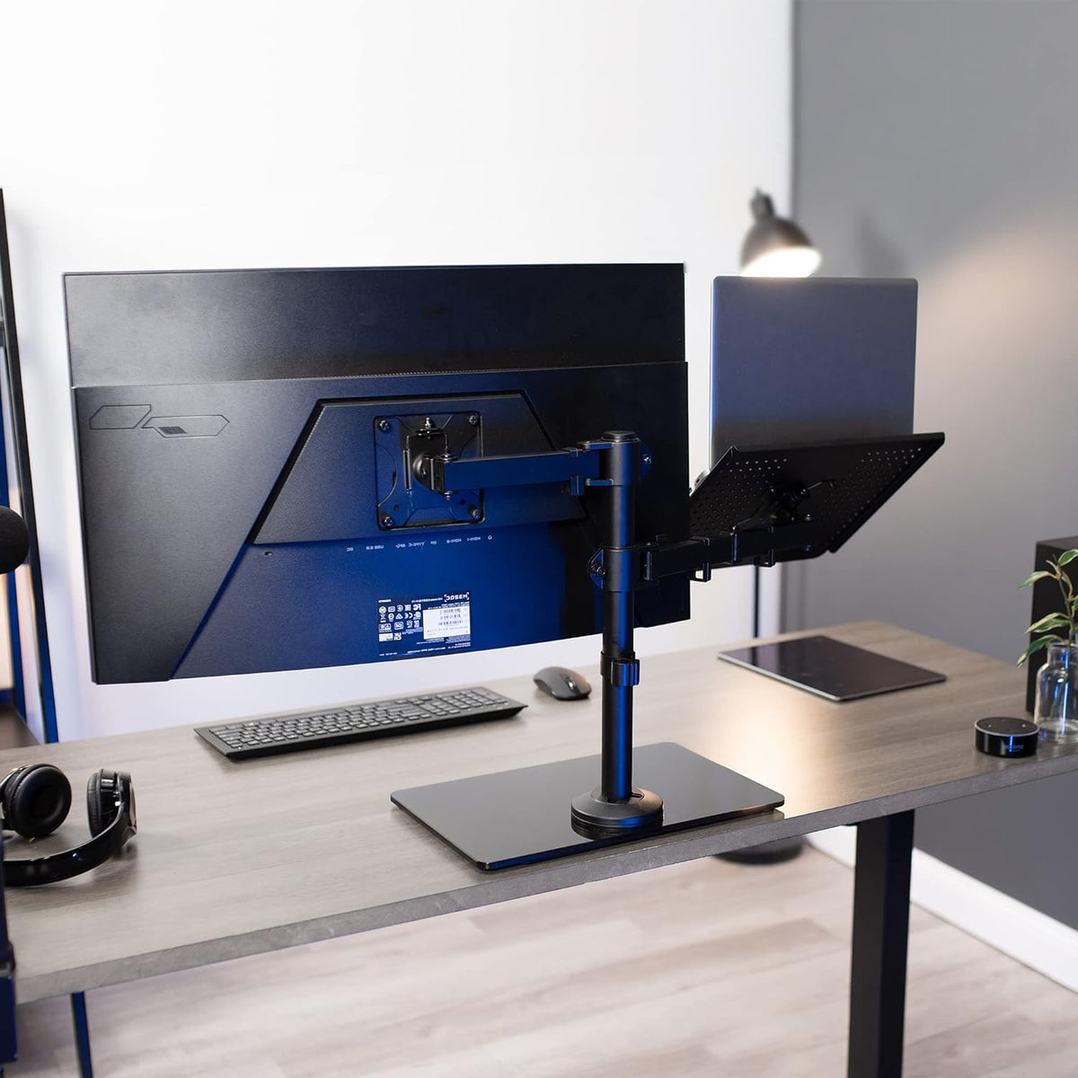 Free Standing Single Computer Monitor and Laptop Combo Desk Stand