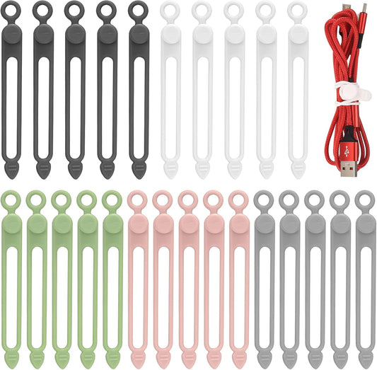Silicone Cable Ties, Reusable Cable Straps Wire Organizer