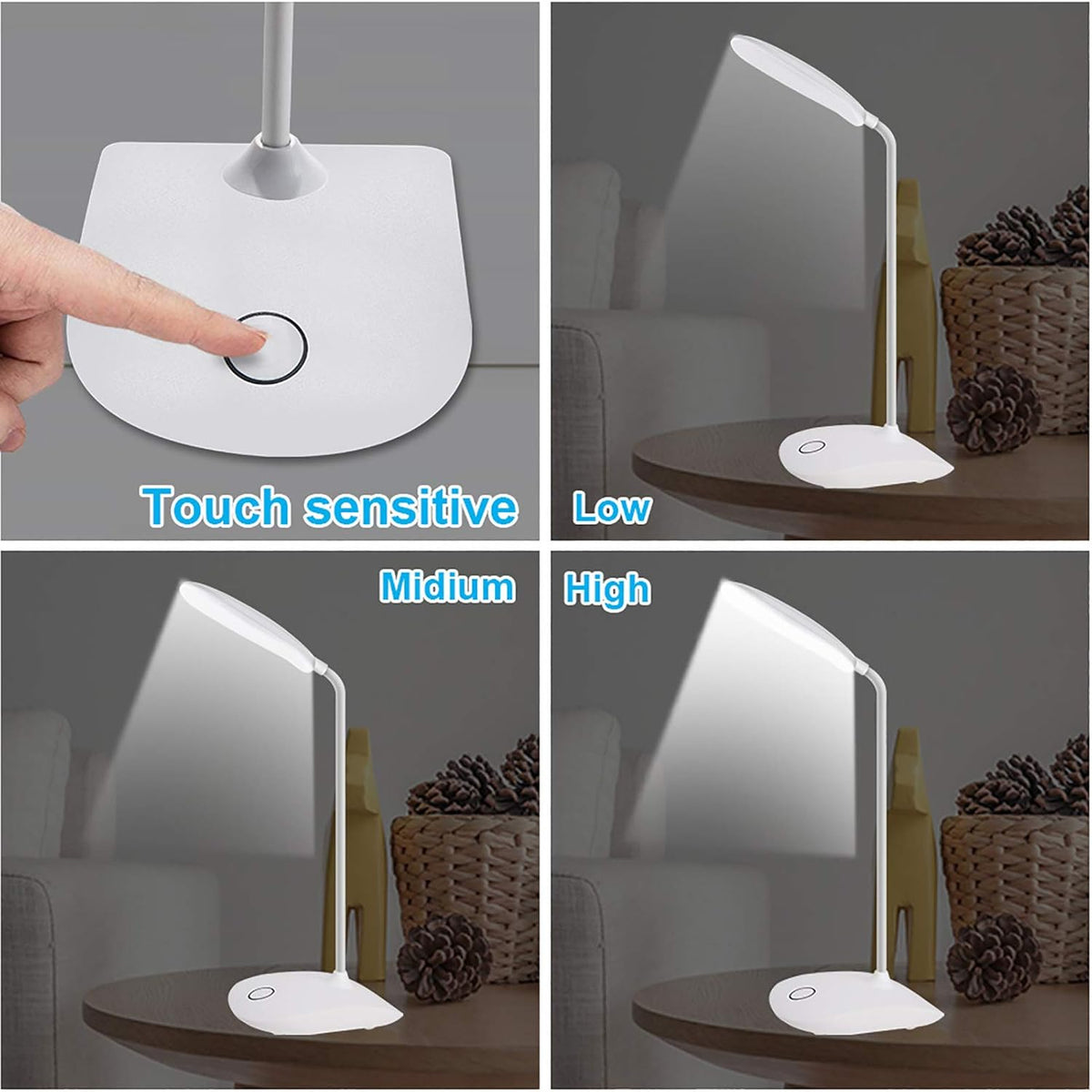 LED Desk Lamp with Flexible Gooseneck 3 Level Brightness