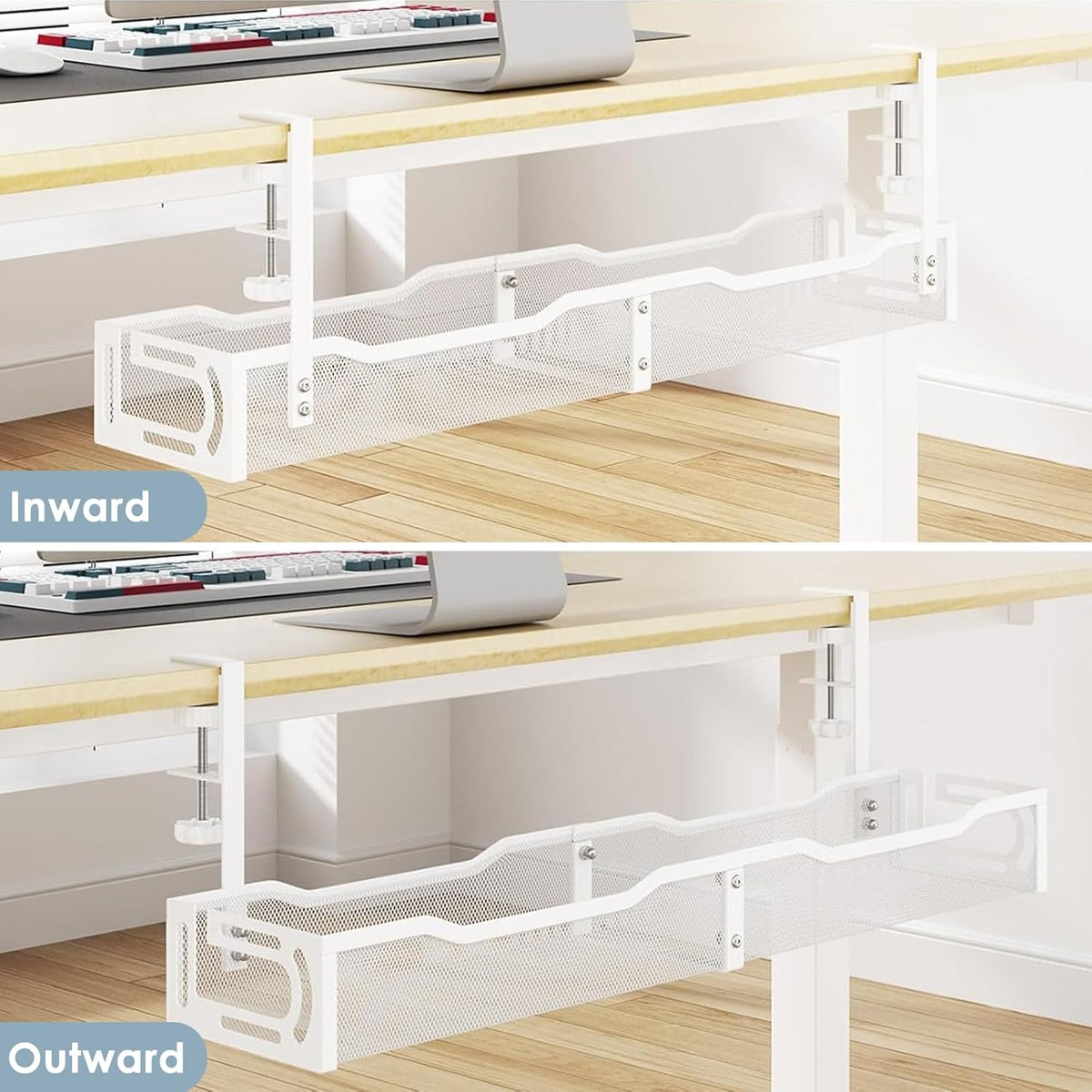 Cable Management, 25'' Cable Management Under Desk No Drill, White
