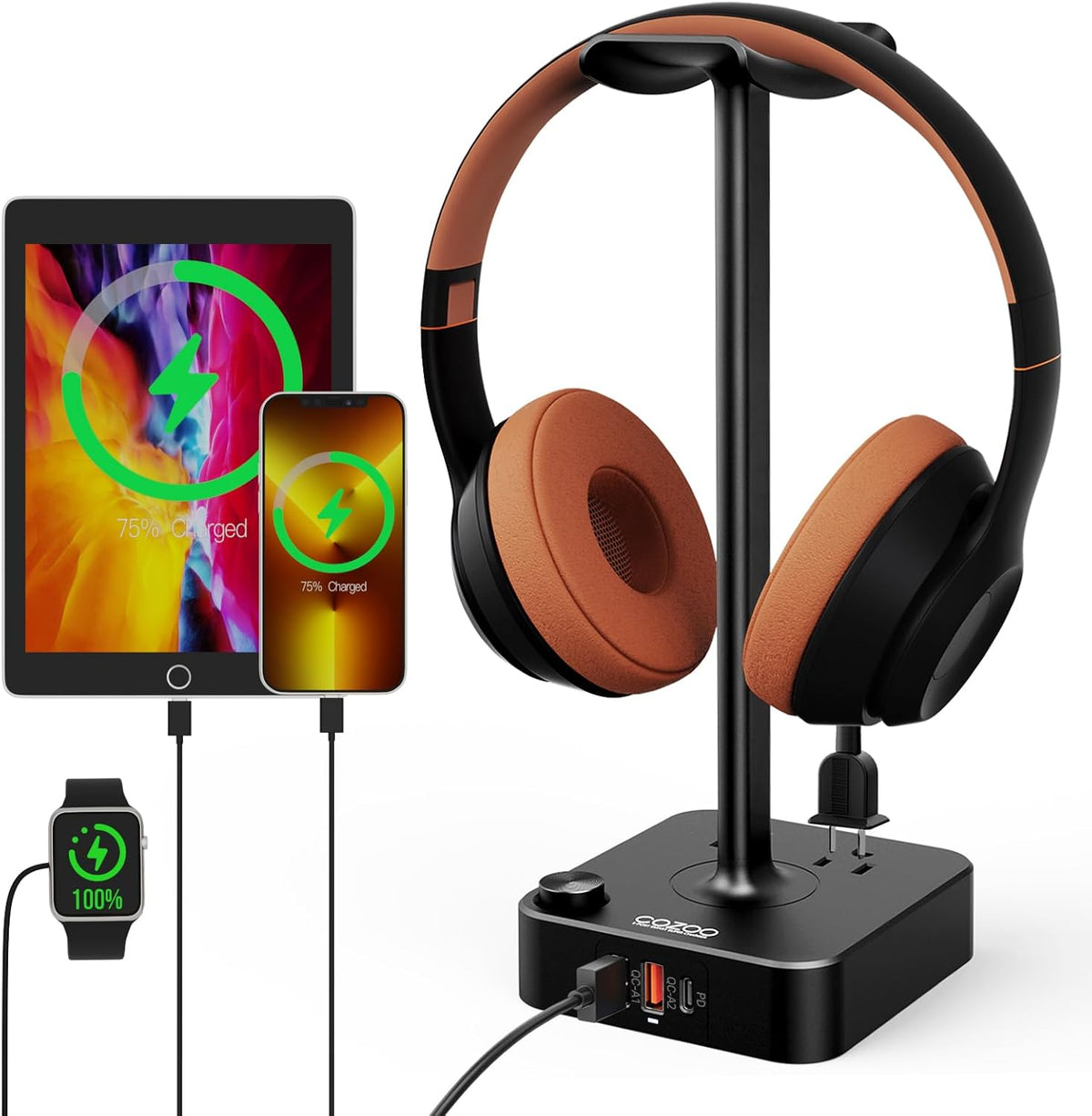 Headphone Stand with USB Charger Desktop Gaming Headset Holder Hanger