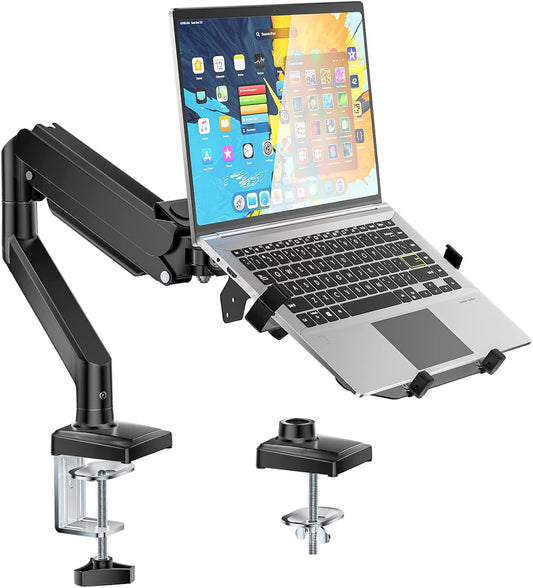 Single Arm Laptop and Monitor Desk Mount for 17" Notebook and Up